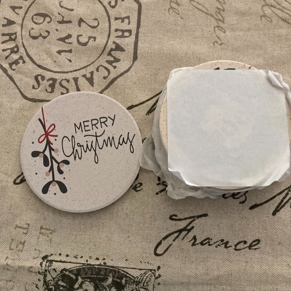 Wild Birds Unlimited Stone Christmas Coasters NWT - 4 Coasters - Picture 2 of 4